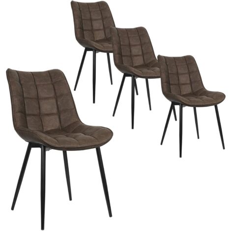 WOLTU 4Pcs dining chairs Living Room chairs Faux Leather with Padded Seat chairs Brown