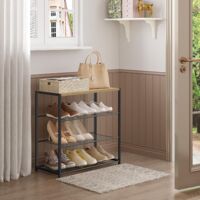 WOLTU 3 Tiers Shoe Rack Stand Compact Space Saving Storage Organiser Shelf Oak