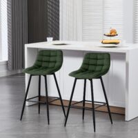 WOLTU 2x bar stools Breakfast Home Kitchen Pub barstools Velvet Metal Bar chairs Green