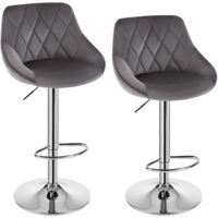 WOLTU 2 x Bar Stools Kitchen Swivel Gas Lift Stools Breakfast Pub Chair Stools Dark Grey