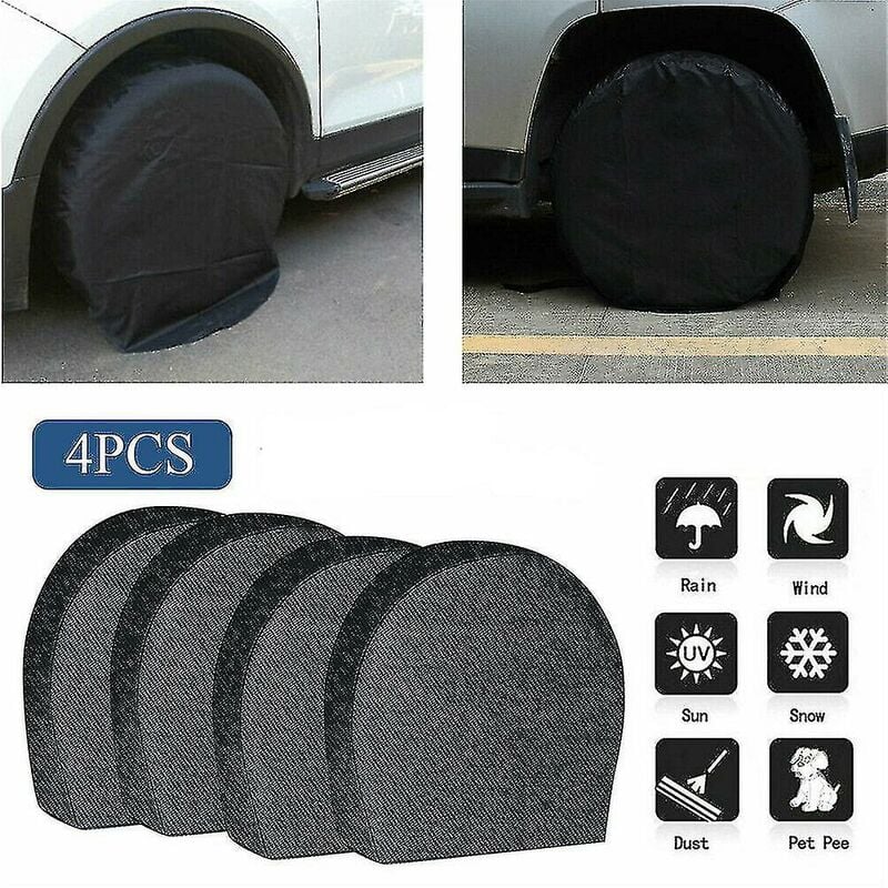 Pack Waterproof Tire Covers Spare Tire Trailer RV Tire Anti Corrosion  Black L