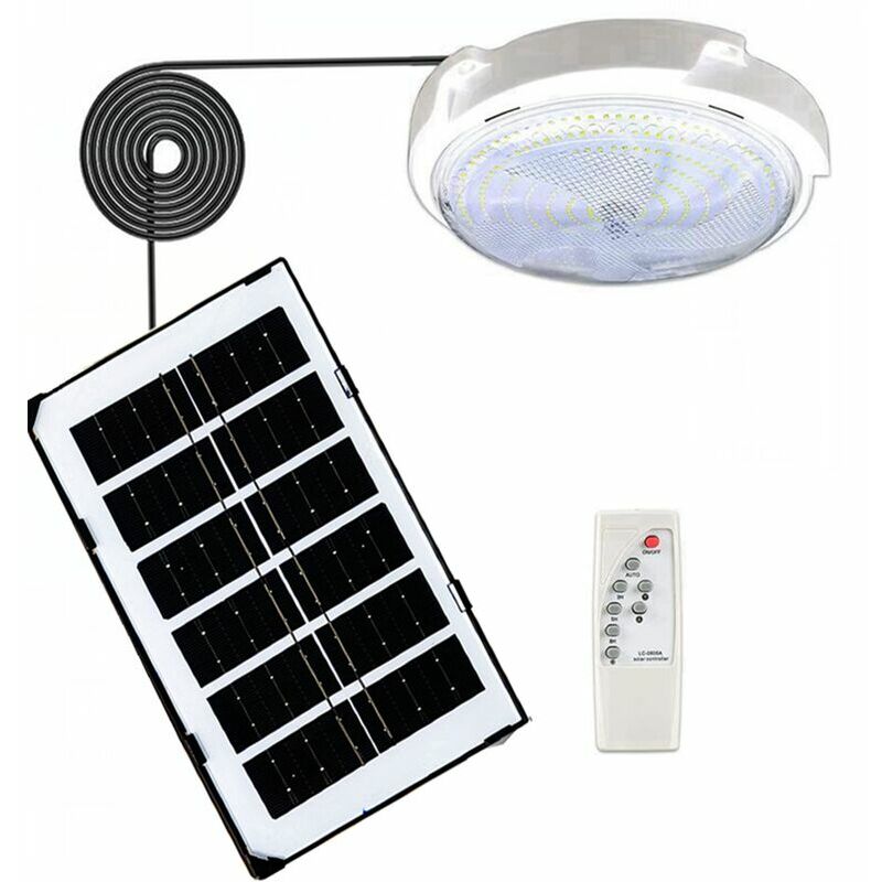 Lampe Solaire Interieur, 90 LED Solaire Plafonnier, IP65 Imperméable Lumiere  Solaire Exterieur, Pour Intérieur Jardins Balcons Portails