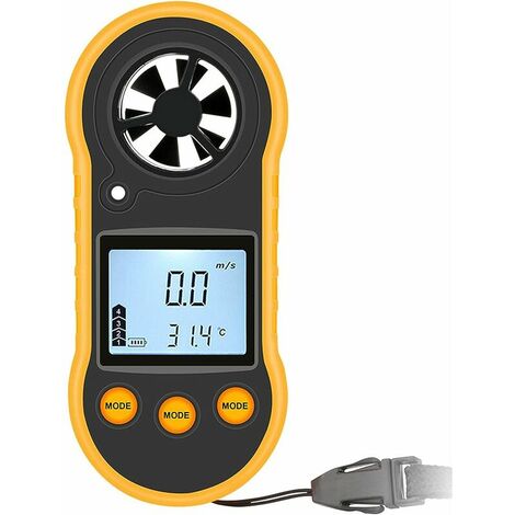 MESTEK Anémomètre numérique Vent Vitesse Compteur Thermomètre Indicateur  Débit d'air Portable Digital avec LCD Rétro-Éclairage Testeur Vent Max pour