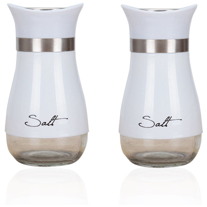 The Original Salt and Pepper Shakers set - Silver- Spice Dispenser with  Adjustable Pour Holes - Stainless Steel & Glass Set of 2 Bottles