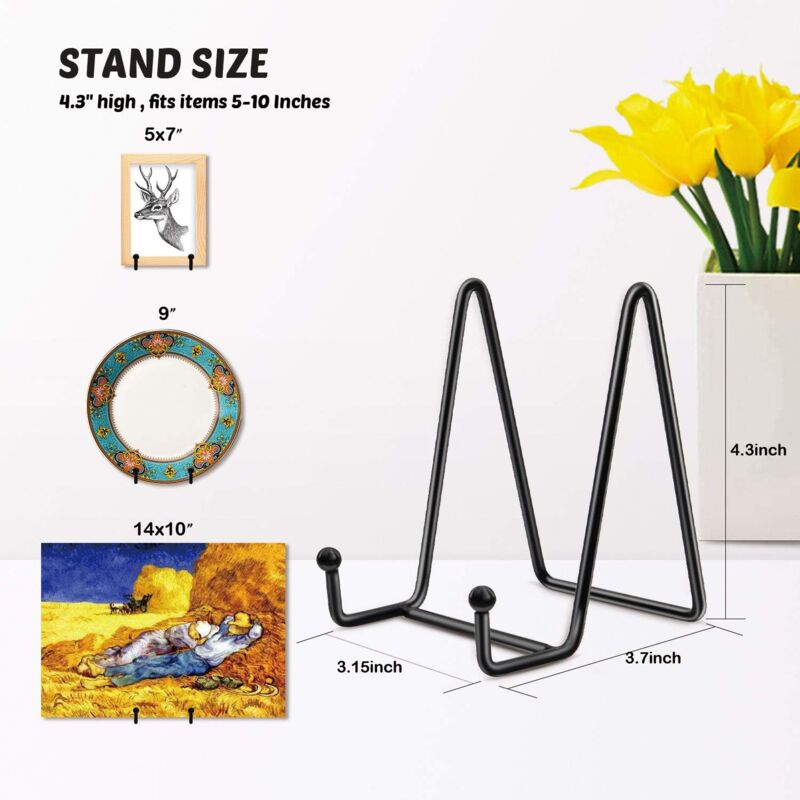 6 Inch Plate Holders For Display -2Pcs Plate Holder Black Iron Easel Plate  Holder Picture Display Stand Metal Frame Holders For Photo,Dish And Table  Art 