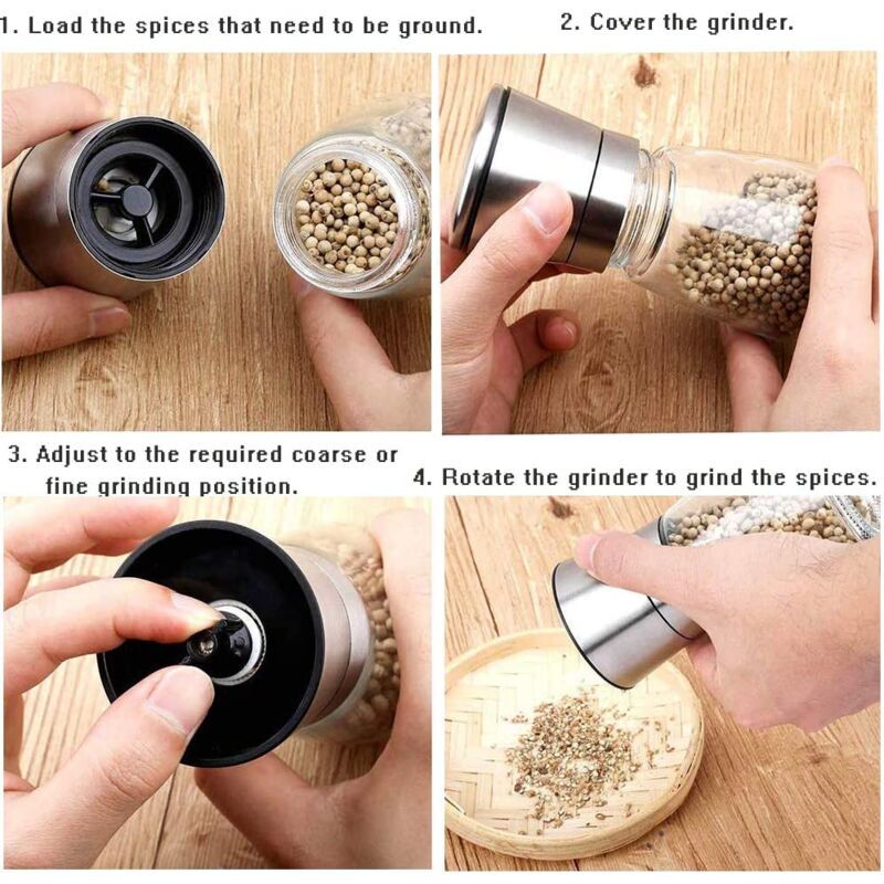 Fillable Stainless Steel Grinder - Adjustable Black Pepper Grinder, Long  Lasting Fresh Keeping Spice Grinder, High Glass Blender That Can Be Used  for