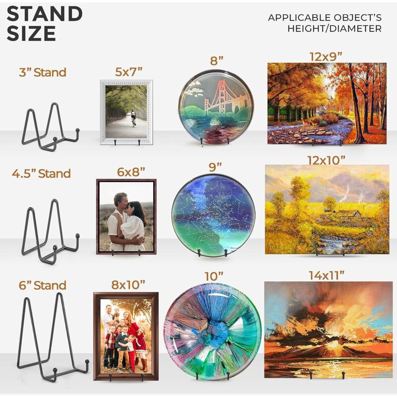 4pcs Plate Stands for Display Plate Holder Display Stand Metal Frame Holder  Stand for Picture, Decorative Plate, Book, Photo Easel 