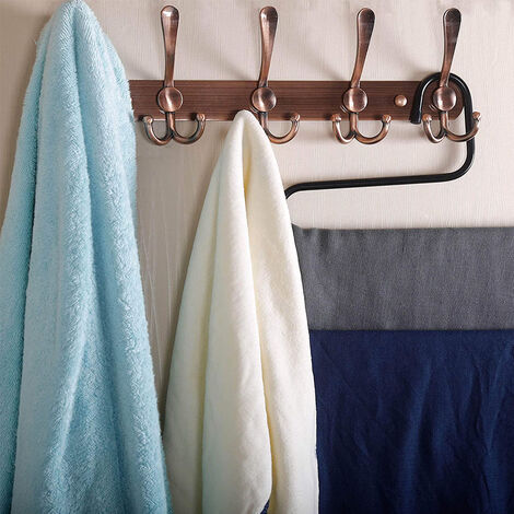 Coat Rack Wall Mounted Long,5 Tri Hooks Compatible With Hanging