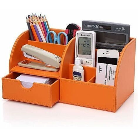 Office desk organizer organization system table organizer PU leather pen  holder pen box pen holder multifunctional office supplies