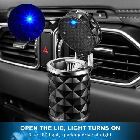 2 Pieces Auto Car Cylinder Portable with Blue LED Light Lighter Cylinder  Stand Cylinder Cup Holder