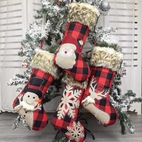 red faux fur christmas stockings