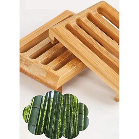 2Pcs/Set Bamboo Wooden Soap Dishes for Bar Soap, Bathroom Soap Dish, Bathtub Shower Tray, Bamboo Soap Dishes Holder for Bathroom Shower, Bathroom Sink