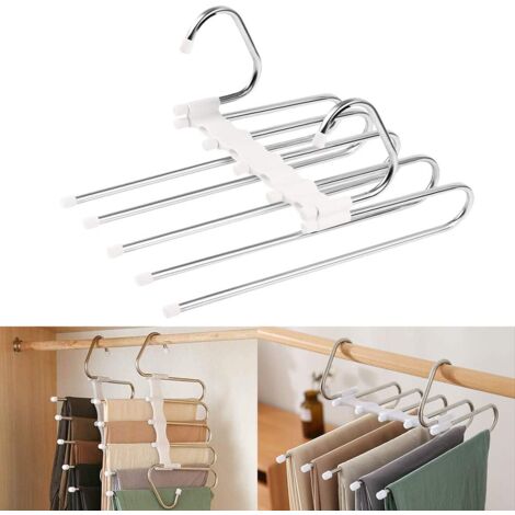 Natural Wooden Pants Hanger With Clips, For Hanging Clothes