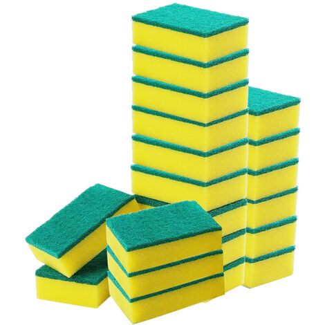 1pc Natural Wood Pulp Sponge Block, 1pc Yellow Dish Scrubber Sponge