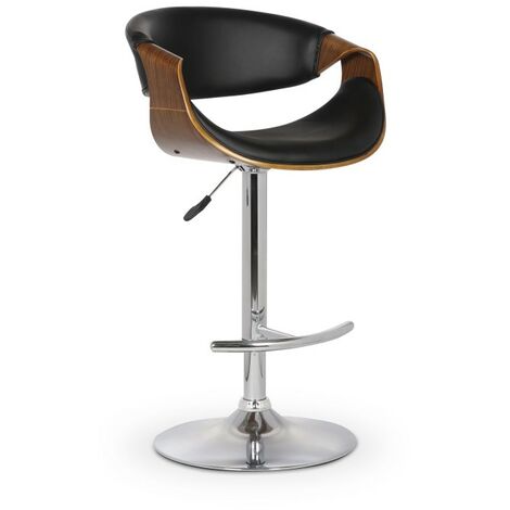 Chaise de bar style scandinave aspect noyer avec assise en tissu crème