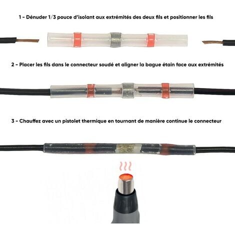 100 connecteurs thermorétractables - thermo soudable - Etanche
