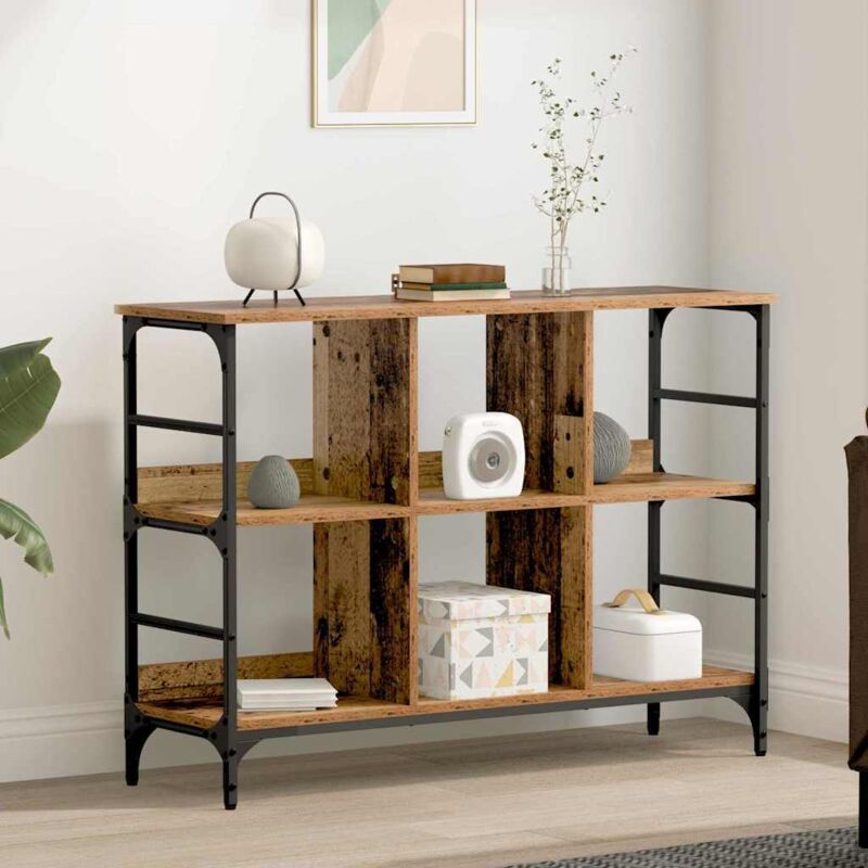 Buffet 9 Cubes HOMCOM - 3 Portes + 3 Compartiments Ouverts - Bois De Pin - Blanc/Gris - 96x30x75 Cm - 12