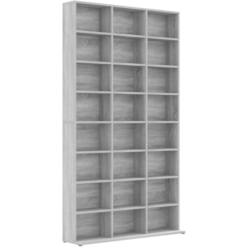 Meuble de Rangement CD/DVD Meuble Étagère Sonoma gris 102x23x177,5 cm Bois  d'ingénierie 51242