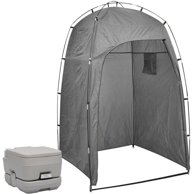 Toilettes pliables - Toilettes de camping - grises (y compris 12 ensembles  d'accessoires)