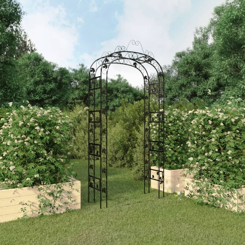 Arche de jardin style fer forgé métal époxy noir vieilli cuivré