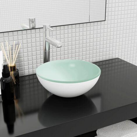 Vasque à poser - Lavabo Lave-mains - Évier Verre trempé 30x12 cm Blanc Chic-165022