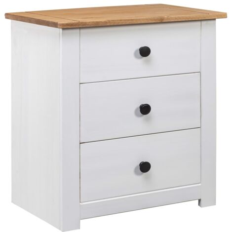 Chevet Commode de nuit - Table d'appoint - Blanc 46x40x57 cm Pin Gamme Panama Chic-538998 (1/5)