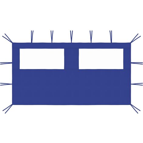 INLIFE Paroi latérale de belvédère avec fenêtres 4x2 m Bleu (1/4)