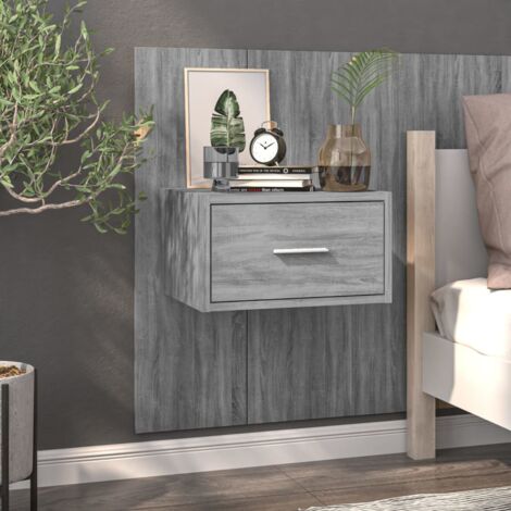Table de Chevet, Table de nuit, pour Chambre Salon Couloir, murale Sonoma gris Bois d'ingénierie OIB2435E (1/5)