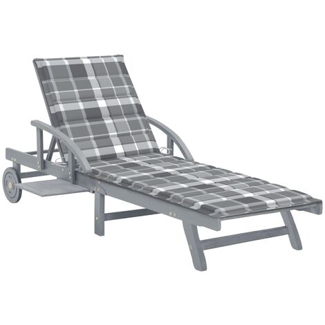 Bain de soleil avec coussin Chaise de jardin - Transat de jardin Bois d'acacia solide BV512152 - BonneVie (1/5)