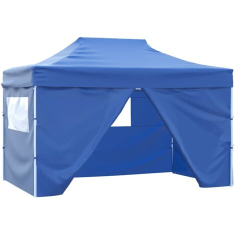 Tente de réception pliable Style Moderne - Tonnelle Barnum - Pavillon de Jardin - avec 4 parois 3x4 m Acier Bleu Chic-828254 (1/5)