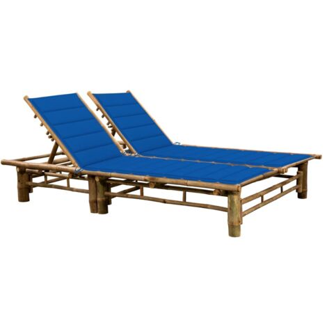 Bain de soleil pour 2 personnes Moderne - Transat - Fauteuil de jardin relax - avec coussins Bambou Chic-546636 (1/5)