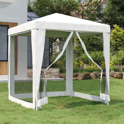 Tente de réception Style Moderne - Tonnelle Barnum - Pavillon de Jardin - avec 4 parois latérales en maille 2x2m Blanc Chic-709960 (1/5)
