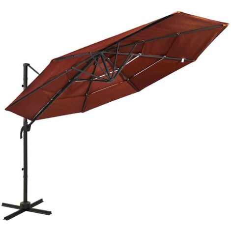 Parasol à 4 niveaux - Parasol d'extérieur Style Moderne - Protection Solaire - avec mât en aluminium Terre cuite 3x3 m Chic-781033 (1/5)