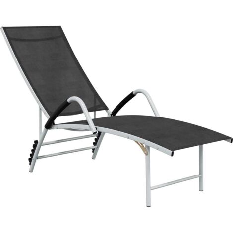 Bain de soleil Moderne - Transat - Fauteuil de jardin relax Textilène et aluminium Noir Chic-586057 (1/5)