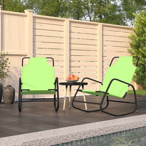 Lot de 2 Bains de soleil Moderne - Chaises à bascule Transats relax - Vert Acier et textilène Chic-772684 (1/5)