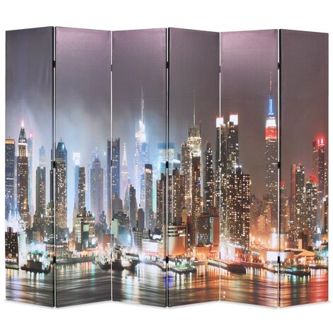 Cloison de séparation pliable - Paravent Séparation de pièces - Brise Vue 228 x 170 cm New York la nuit Chic-461864 (1/5)