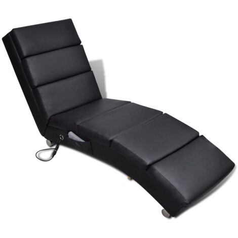Bain de soleil Chaise de massage de jardin - Transat de jardin Noir Similicuir BV810721 - BonneVie (1/5)