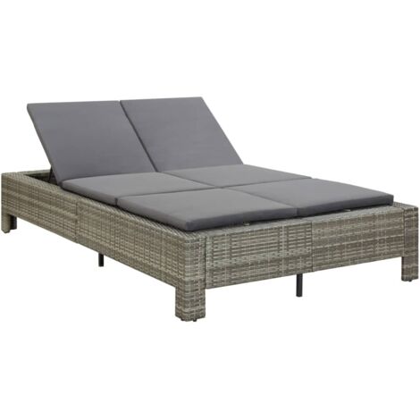 Bain de soleil Moderne - Transat - Fauteuil de jardin relax à 2 places avec coussin Gris Résine tressée Chic-597841 (1/5)