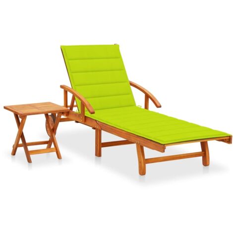 Bain de soleil avec table et coussin - Chaise de jardin Transat de jardin Bois d'acacia BV546897 - BonneVie (1/5)