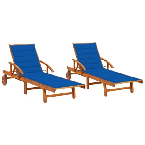Lot de 2 Bains de soleil Moderne - Transats - Fauteuils de jardin relax avec coussins Bois d'acacia solide Chic-320343 (1/5)