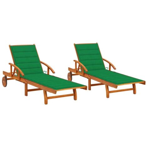Lot de 2 Bains de soleil Moderne - Transats - Fauteuils de jardin relax avec coussins Bois d'acacia solide Chic-147804 (1/5)