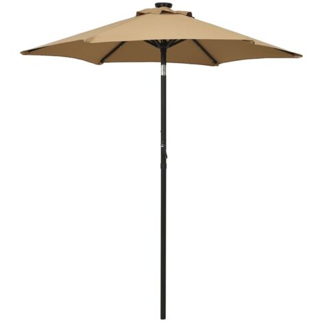 Parasol avec lumières LED - Parasol de Jardin Parasol droit Taupe 200x211 cm Aluminium BV199282 - BonneVie (1/5)