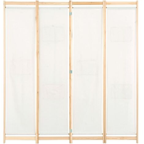 Cloison de séparation 4 panneaux - Paravent Séparation de pièces - Brise Vue Crème 160x170x4 cm Tissu Chic-229734 (1/5)