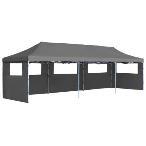 Tente de réception pliable Style Moderne - Tonnelle Barnum - Pavillon de Jardin - avec 5 parois 3 x 9 m Anthracite Chic-799441