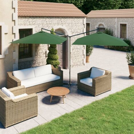 Parasol double d'extérieur Jardin,Protection UV en acier Vert 600x300 cm -61727 (1/5)