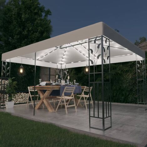 Tonnelle Barnum Style Moderne - Pavillon de Jardin - Tente de réception - avec double toit et lumières LED 3x4 m Blanc Chic-715583 (1/5)