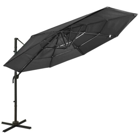 Parasol à 4 niveaux - Parasol d'extérieur Style Moderne - Protection Solaire - avec mât en aluminium Anthracite 3x3 m Chic-542417 (1/5)