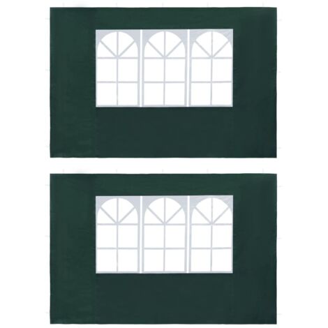 Lot de 2 Paroi de tente de réception Style Moderne - Recouvrement de remplacement - avec fenêtre PE Vert Chic-391118 (1/3)