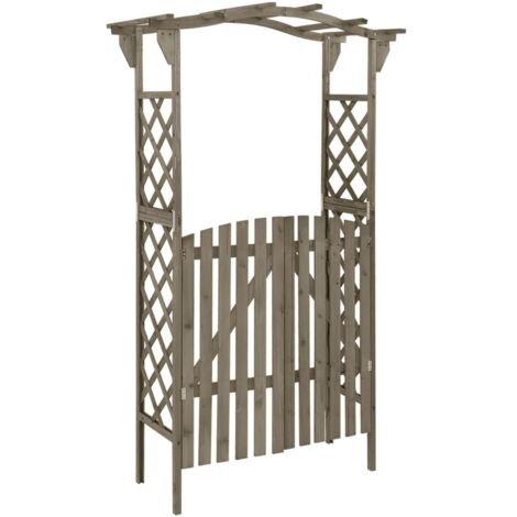 Tonnelle Barnum Style Moderne - Pavillon de Jardin - Tente de réception - avec portail 116x40x204 cm Gris Bois de sapin massif Chic-480463 (1/5)