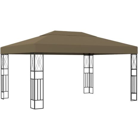 Tonnelle Barnum Style Moderne - Pavillon de Jardin - Tente de réception - 3x4 m Taupe Tissu Chic-441791 (1/5)